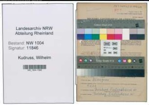 Entnazifizierung Wilhelm Kudruss , geb. 15.02.1900 (Postschaffner)