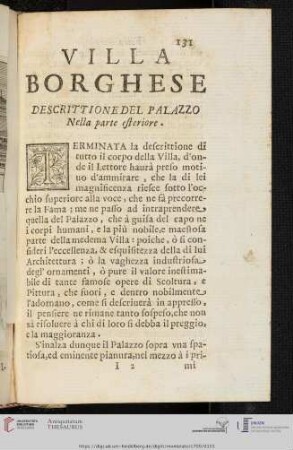Descrittione del Palazzo