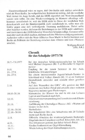 Chronik für das Schuljahr 1977/78