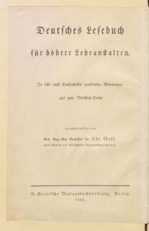 Abteilung 4 = Für Unter-Tertia, [Schülerband]: [Abteilung 4 = Für Unter-Tertia, [Schülerband]]