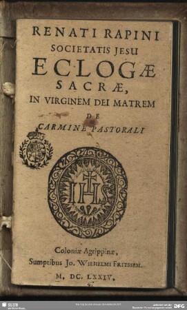 Eclogae Sacrae In Virginem Dei Matrem De Carmine Pastorali