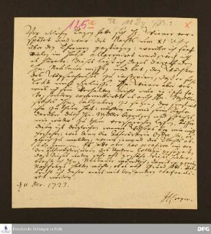 Brief von Hieronymus Freyer an August Hermann Francke.