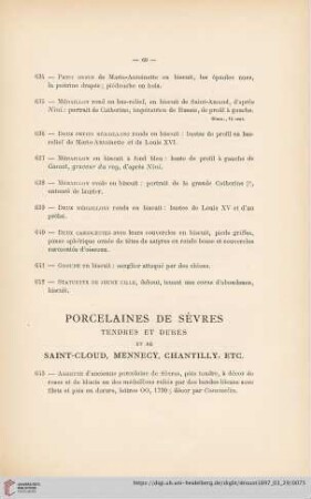 Porcelaines de Sèvres (Nr. 643 - 699)