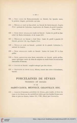 Porcelaines de Sèvres (Nr. 643 - 699)