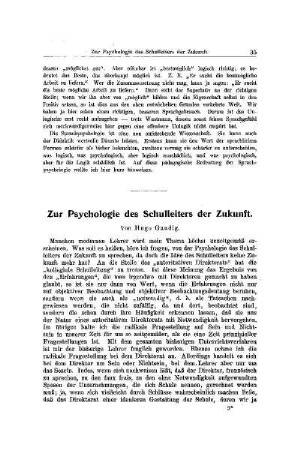 Zur Psychologie des Schulleiters der Zukunft