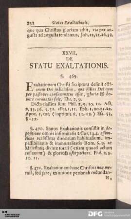 XXVII. De Statu Exaltationis.