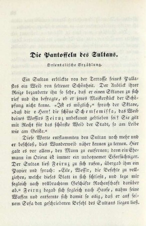 Die Pantoffeln des Sultans. Orientalische Erzählung