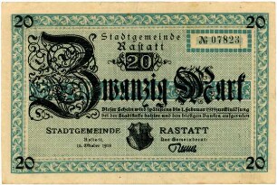 Geldschein / Notgeld, 20 Mark, 15.10.1918
