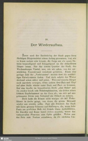 IV. Der Wiederaufbau