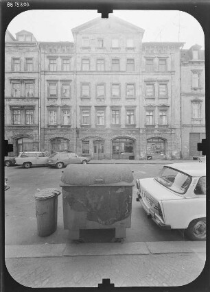 Leipzig-Zentrum, Münzgasse 5. Wohnhaus mit Läden. Straßenfront