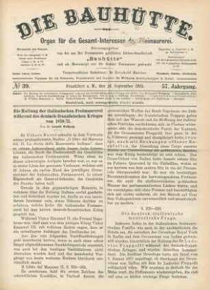 No. 39. Frankfurt a. M., den 26. September 1914. 57. Jahrgang.
