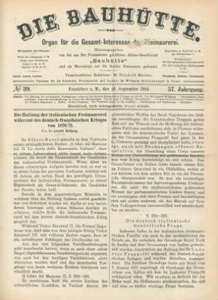 No. 39. Frankfurt a. M., den 26. September 1914. 57. Jahrgang.
