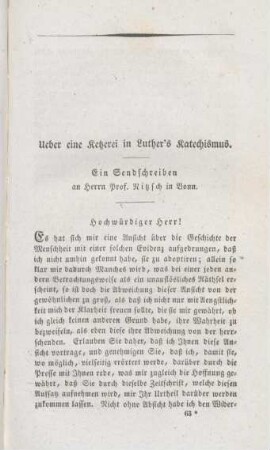 967-979 Über eine Ketzerei in Luther's Katechismus : ein Sendschreiben an Herrn Prof. Nitzsch in Bonn