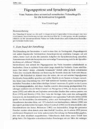 Fügungspotenz und Sprachvergleich : vom Nutzen eines semantisch erweiterten Valenzbegriffs für die kontrastive Linguistik