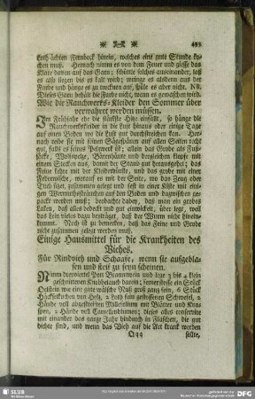 Einige Hausmittel für die Krankheiten des Viehes