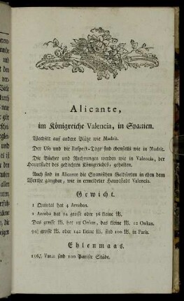 [A] = Alicante, im Königreiche Valencia, in Spanien – Augspurg, Reichs-Stadt in Schwaben