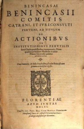 Ad titulum de actionibus in institutionibus ... interpretatio