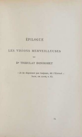 Épilogue les visions Merveilleuses du Dr Tribulat Bonhomet