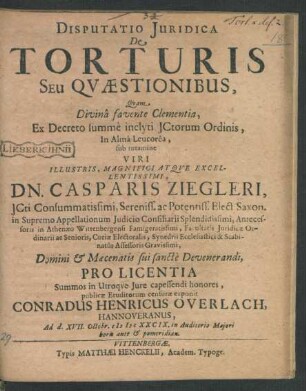 Disputatio Iuridica De Torturis Seu Quaestionibus