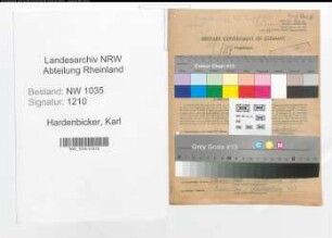 Entnazifizierung Karl Hardenbicker , geb. 18.10.1898 (Hauer)