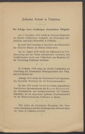 Jüdische Arbeit in Palästina