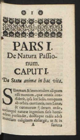 Pars I. De Natura Passionum.