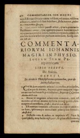 [...] Liber Sextus, De Anima.