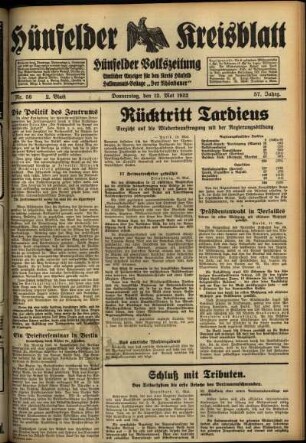 Zweite Ausgabe vom Donnerstag, den 12. Mai 1932.