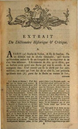 Extrait Du Dictionaire Historique Et Critique De Bayle : Divisé En Deux Volumes Avec Une Preface. [1]