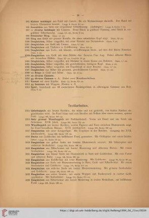 Textilarbeiten (Nr. 1014-1032)
