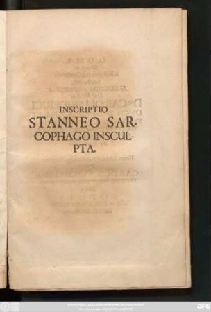 Inscriptio Stanneo Sarcophago Insculpta