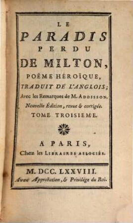 Le Paradis Perdu De Milton : Poeme Héroique, 3