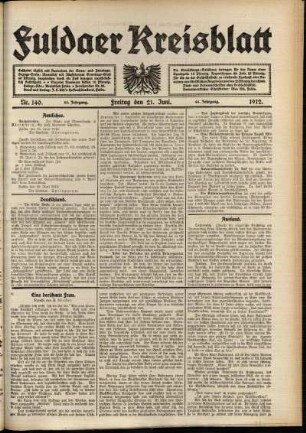 Ausgabe vom Freitag, den 21. Juni 1912.