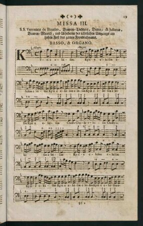 19-27, Missa III. Basso, & Organo