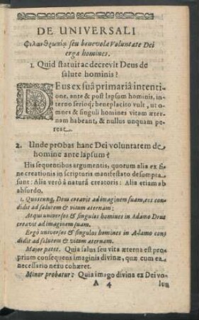 De Universali Philantropia seu benevola Voluntate Dei erga homines.