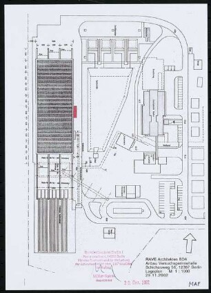 Büro- und Verwaltungsgebäude des Instituts für Wasser-, Boden- und Lufthygiene, Berlin-Marienfelde Anbau: Lageplan 1:1000