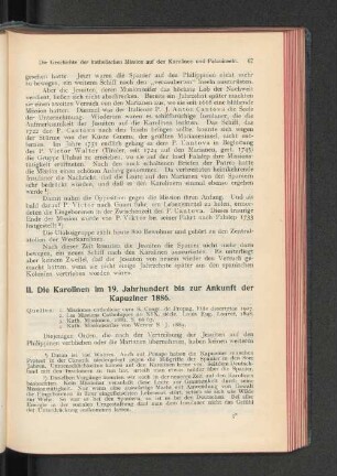 II. Die Karolinen im 19. Jahrhundert bis zur Ankunft der Kapuziner 1886.