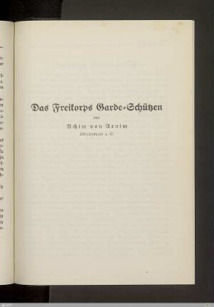 Das Freikorps Garde-Schützen