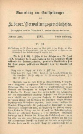 Neunter Band. 1888. Vierte Lieferung. - Nr. 24. - Nr. 32.