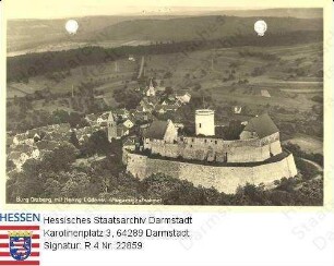 Hering im Odenwald, Ansicht mit Burg Otzberg / Flugzeugaufnahme