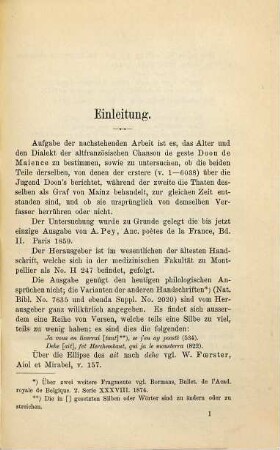 Alter und Heimat der altfranzösischen Chanson de geste Doon de Maience, sowie das Verhältnis der beiden Teile derselben zu einander : Inaugural-Dissertation