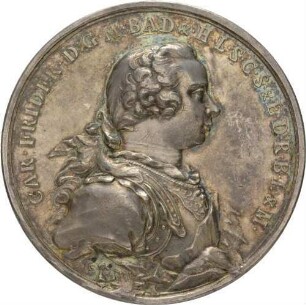 Porträtmedaille Karl Friedrichs mit Wahlspruch 1751