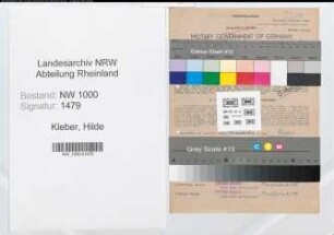 Entnazifizierung Hilde Kleber, geb. 22.10.1904 (Postassistent)