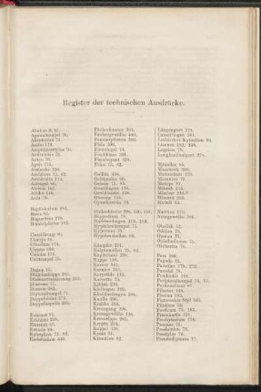 Register der technischen Ausdrücke.
