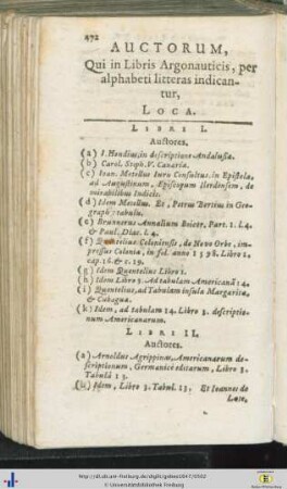 Auctorum, qui in Libris Argonauticis, per alphabeti litteras indicantur, loca.