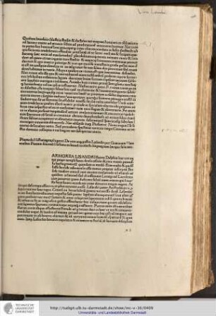 Plutarchi Historiographi greci de vita atque gestis Lysandri per Guarnium Veronensem poetam eximium historia in latinum traducta linguagium incipit feliciter.