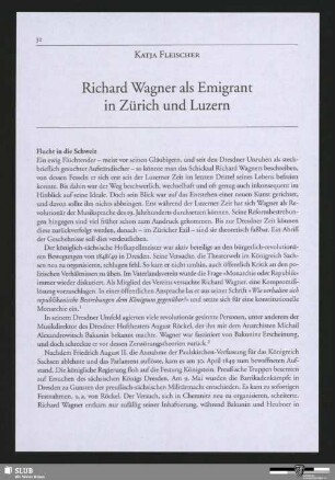 Richard Wagner als Emigrant in Zürich und Luzern