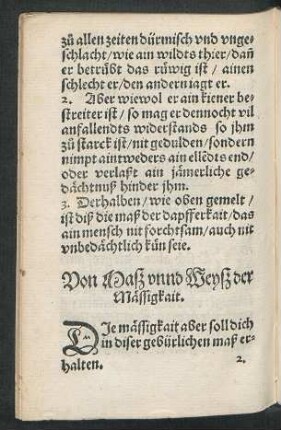 Von Maß unnd Weyß der Mässigkait.