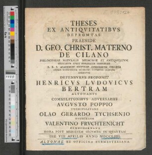 Theses Ex Antiqvitatibvs Depromtas