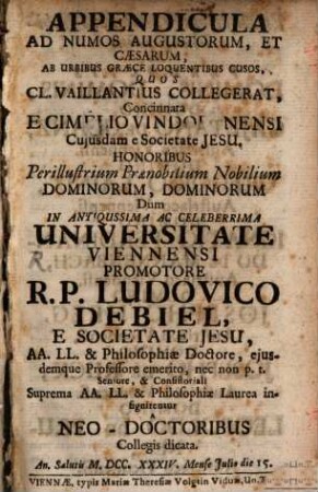 Appendicula ad numos Augustorum et Caesarum